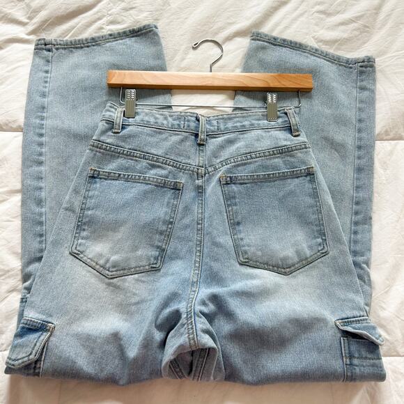 The Frankie Shop Kai High-Rise Wide-Leg Cargo Jeans Light Wash Size Small - Picture 7 of 8